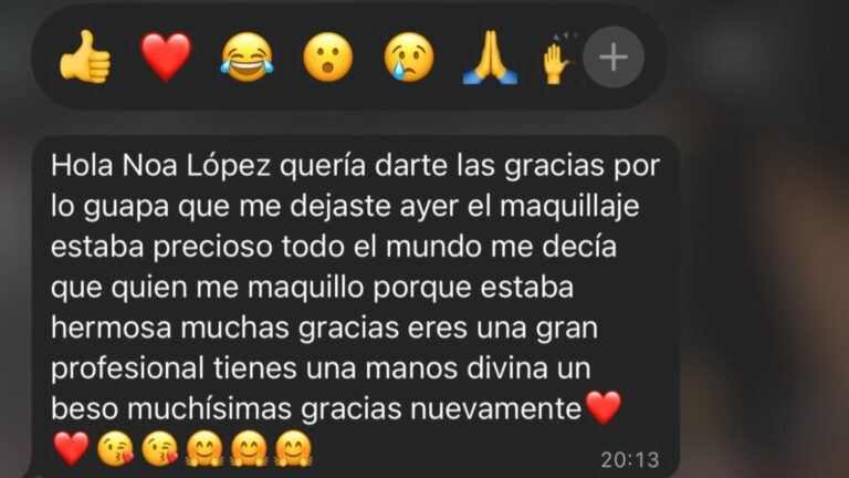 Reseña de maquillaje profesional para evento realizado por Noa López en Madrid.