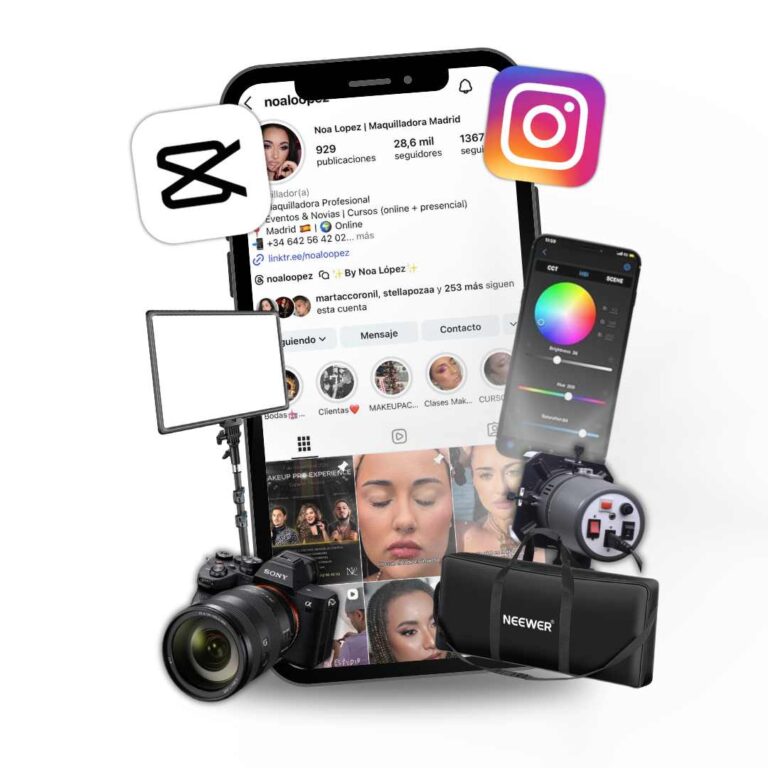Materiales necesarios para el curso de fotografía y vídeo para maquilladores online realizado por la maquilladora Noa López